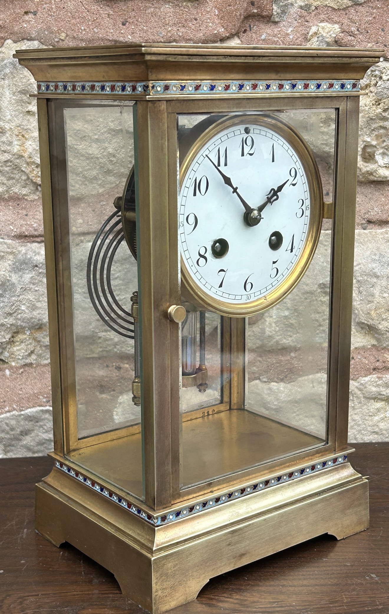 Fabulous French Four Glass Champleve Case Regulator Mantel Clock - Ca 1880 - Image 8